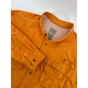 LL Bean Mens  XXL-Reg Long Sleeve Button Up Fishing Hiking Shirt Blue Vented